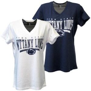 women's navy and white short sleeve v-neck t-shirts Penn State Nittany Lions